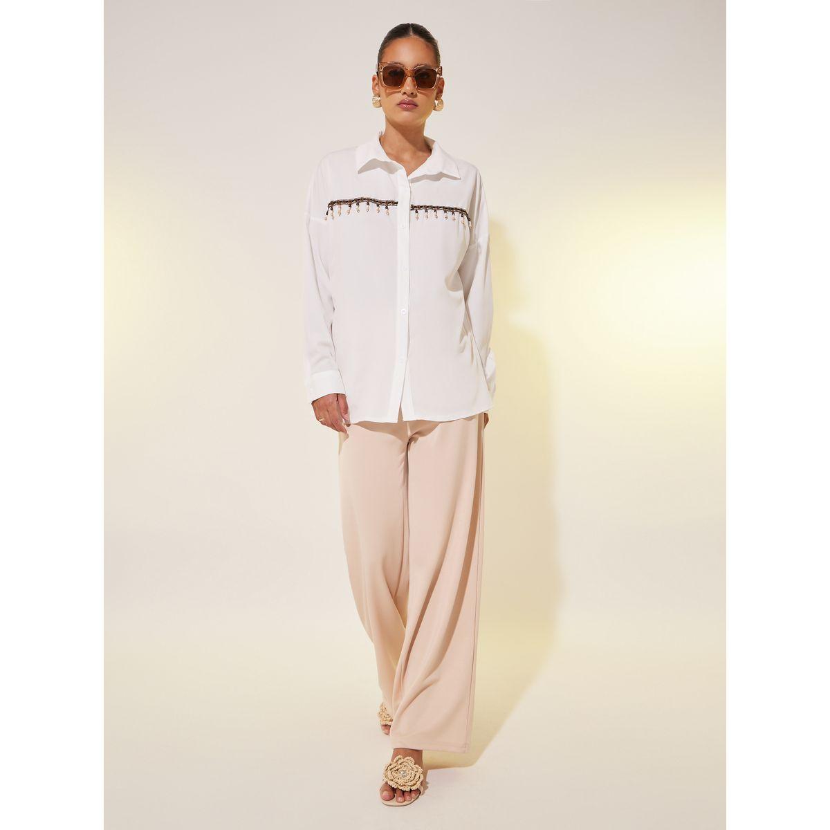 بلوزة فضفاضة سادة بتفاصيل شراشيب-women-clothing-shirtsandblouses-shirts-image-2