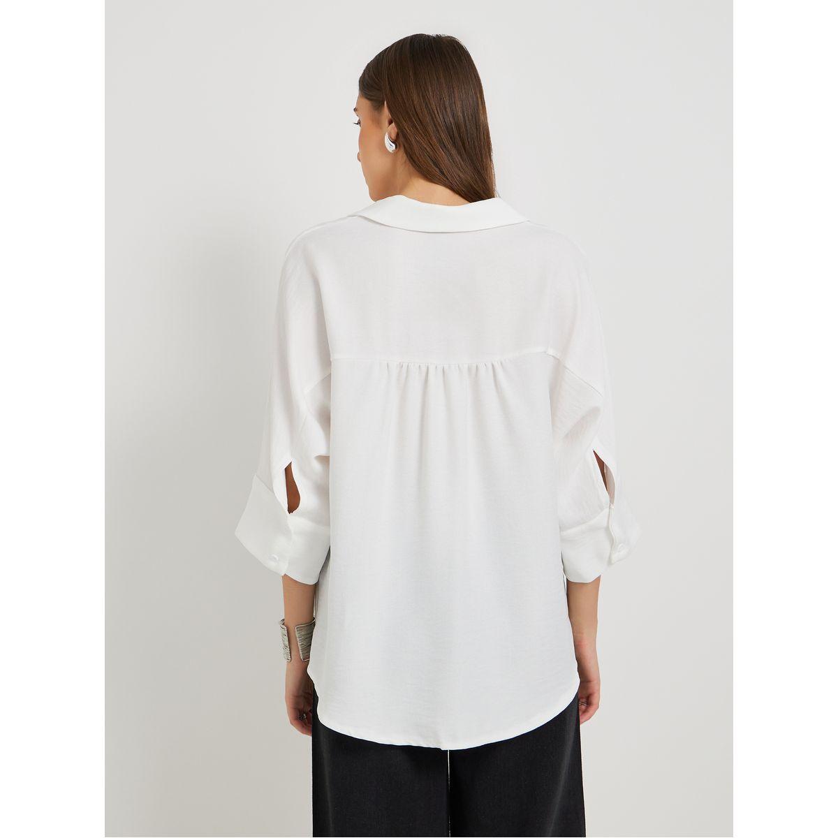 Styli Solid Spread Collar Oversized Shirt-women-clothing-shirtsandblouses-shirts-image-4