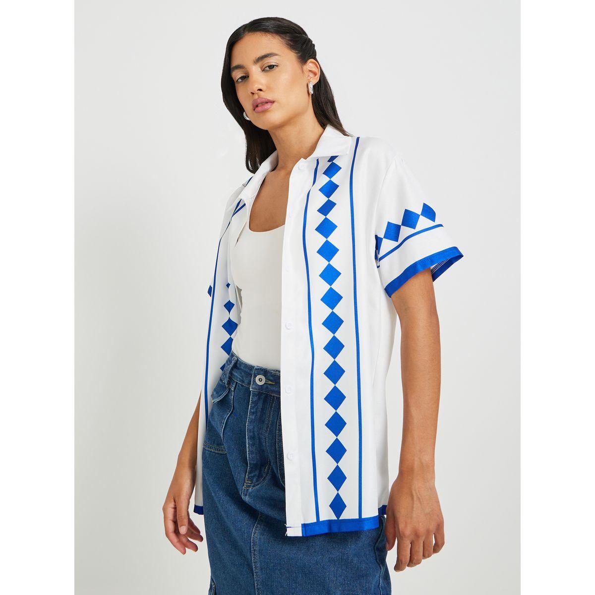 Styli Printed Short Sleeve Oversized Shirt-women-clothing-shirtsandblouses-shirts-image-1