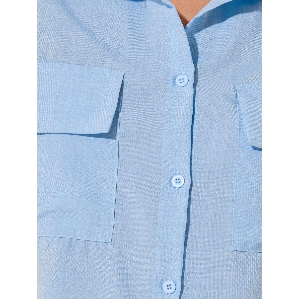 Styli Solid Short Sleeve Spread Collar Shirt-women-clothing-shirtsandblouses-shirts-image-3
