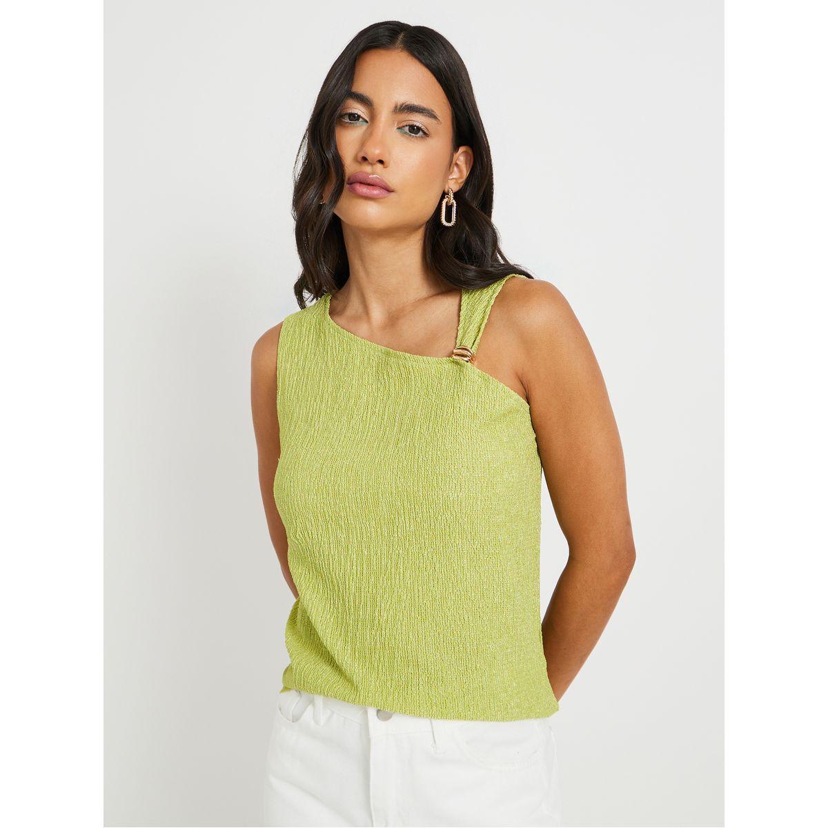 بلوزة بقصة عادية وكتف واحد-women-clothing-shirtsandblouses-blouses-image-1