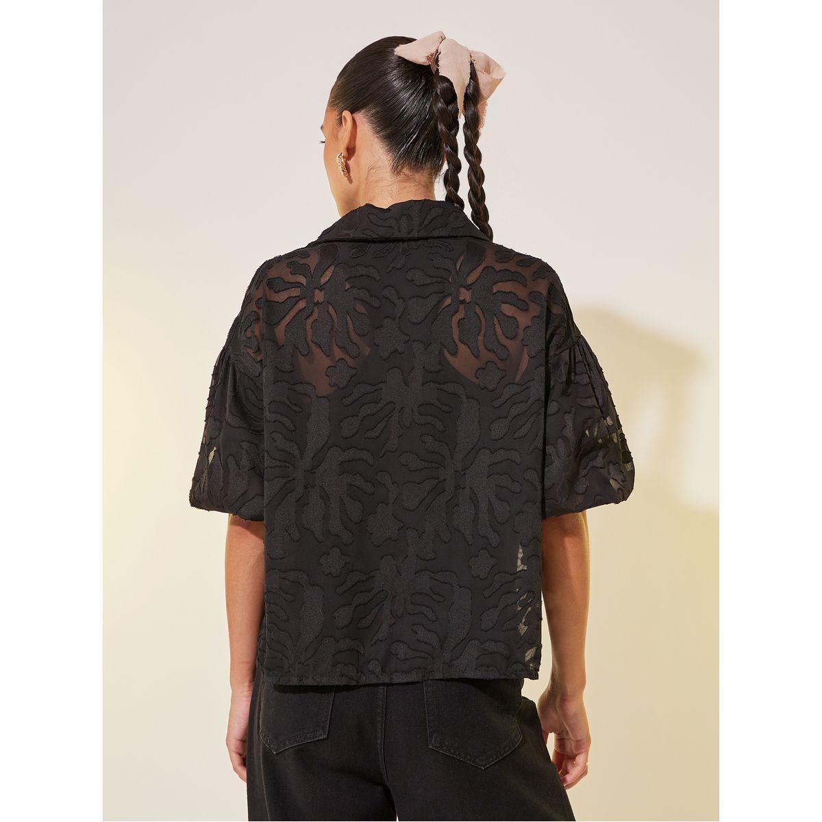 بلوزة فضفاضة جاكار بأكمام قصيرة-women-clothing-shirtsandblouses-shirts-image-5