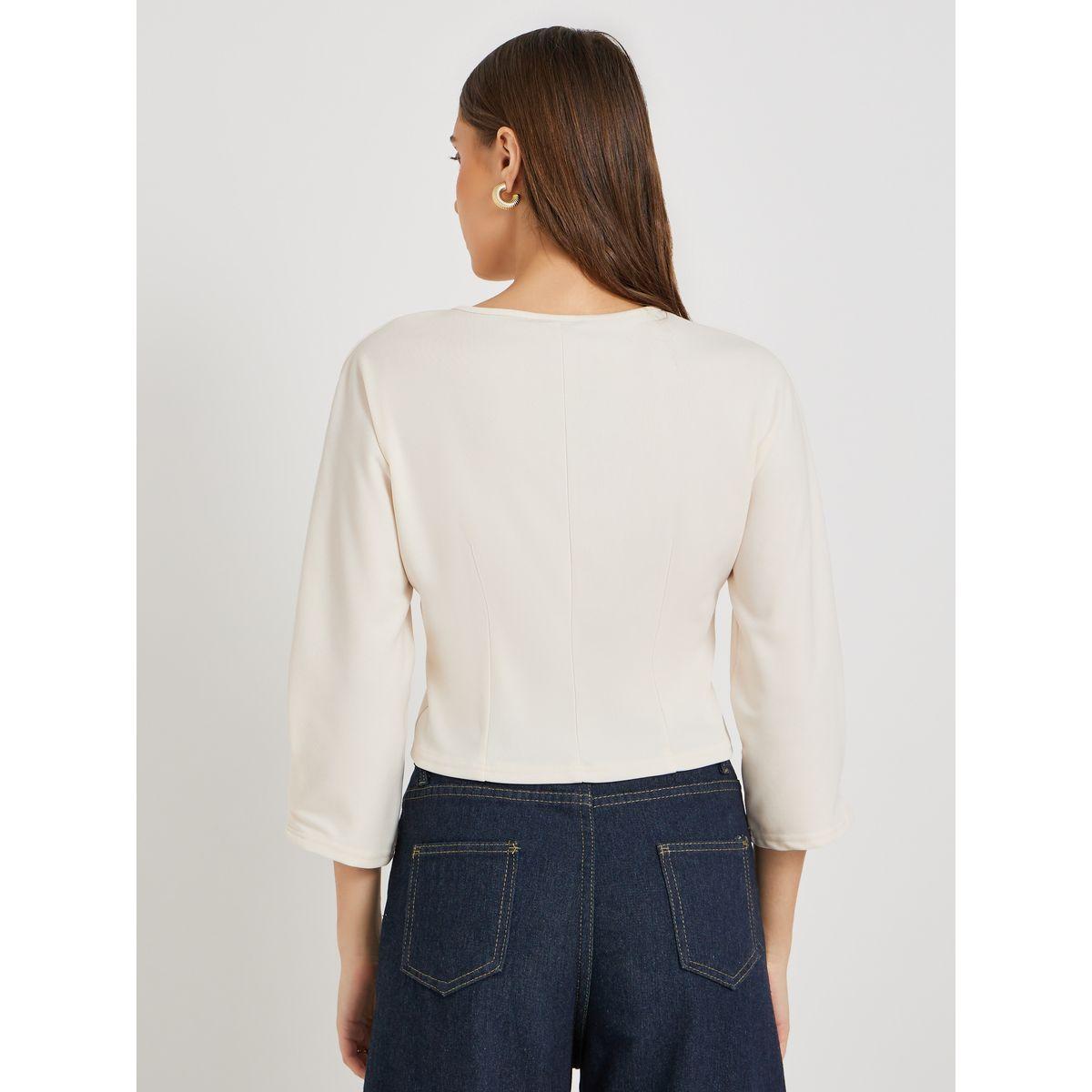Styli Solid Buttoned Round Neck Blouse-women-clothing-shirtsandblouses-blouses-image-4