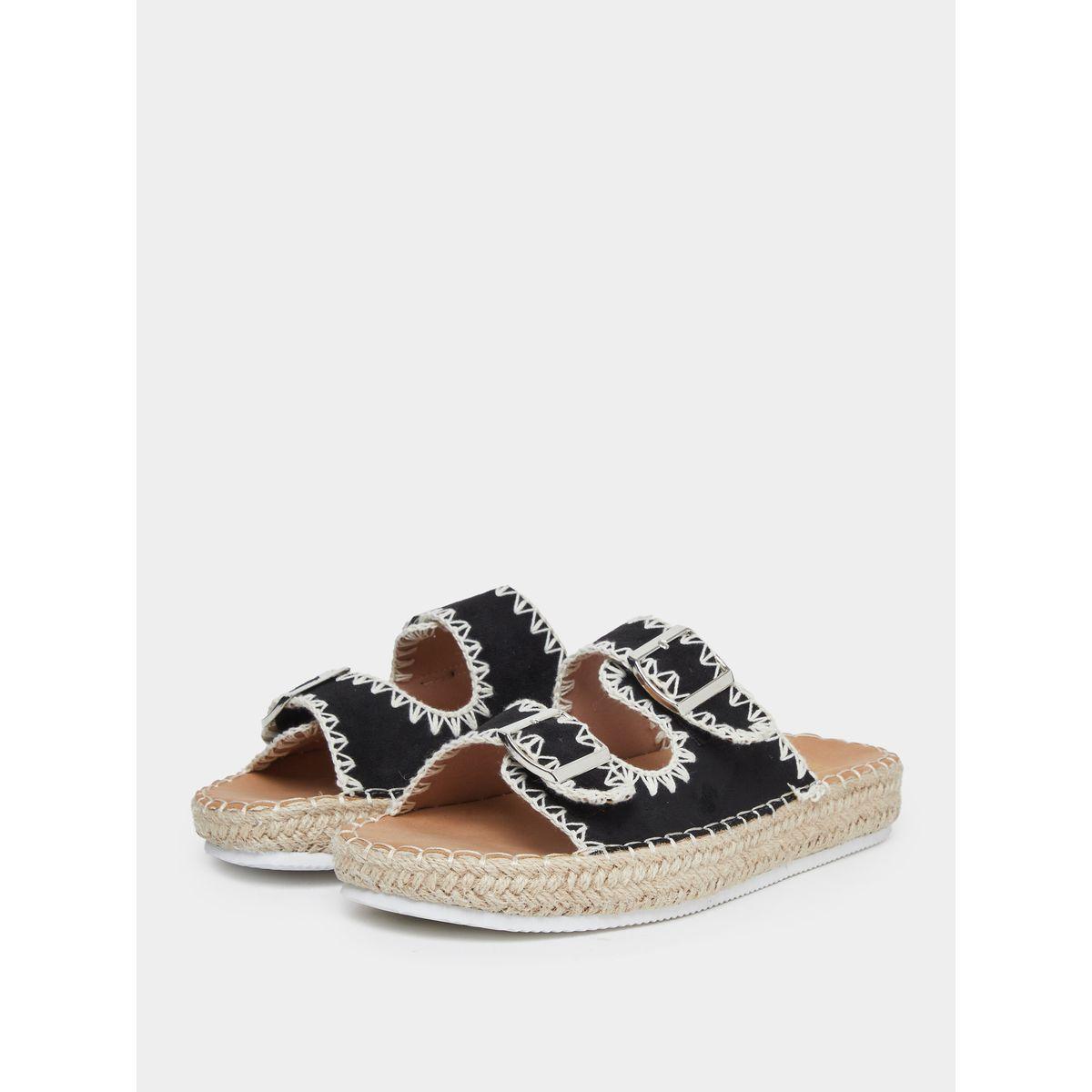 Styli Black Stitch Buckle Accent Espadrilles-women-shoes-flats-espadrilles-image-2