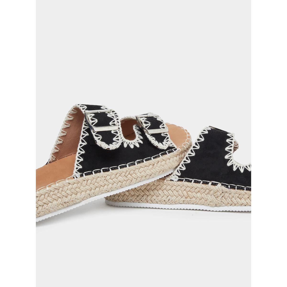 Styli Black Stitch Buckle Accent Espadrilles-women-shoes-flats-espadrilles-image-3