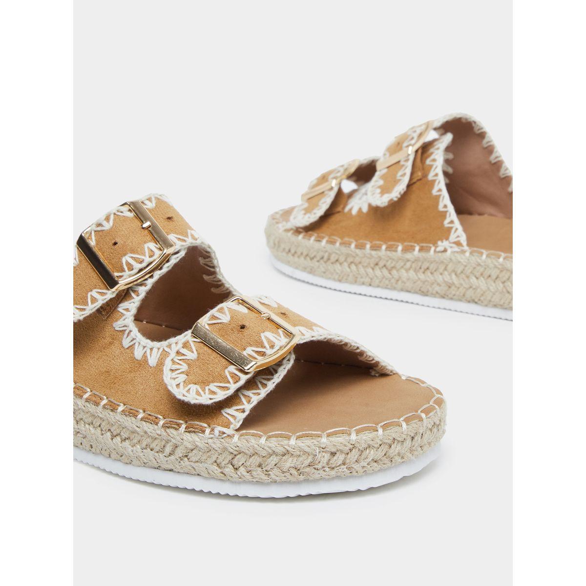 Styli Brown Stitch Buckle Accent Espadrilles-women-shoes-flats-espadrilles-image-3