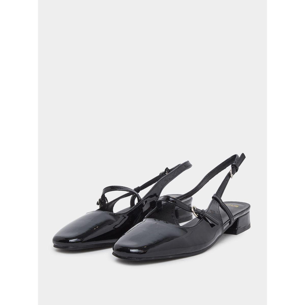Styli Black Patent Leather Look Slingback Shoes-women-shoes-heels-image-2