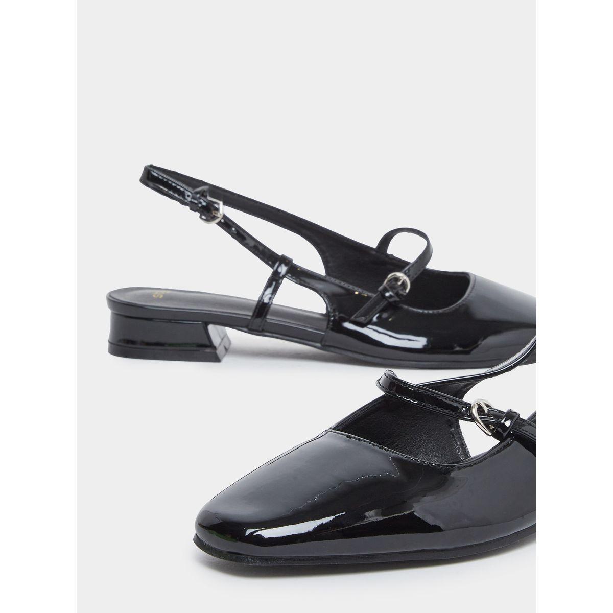 Styli Black Patent Leather Look Slingback Shoes-women-shoes-heels-image-3