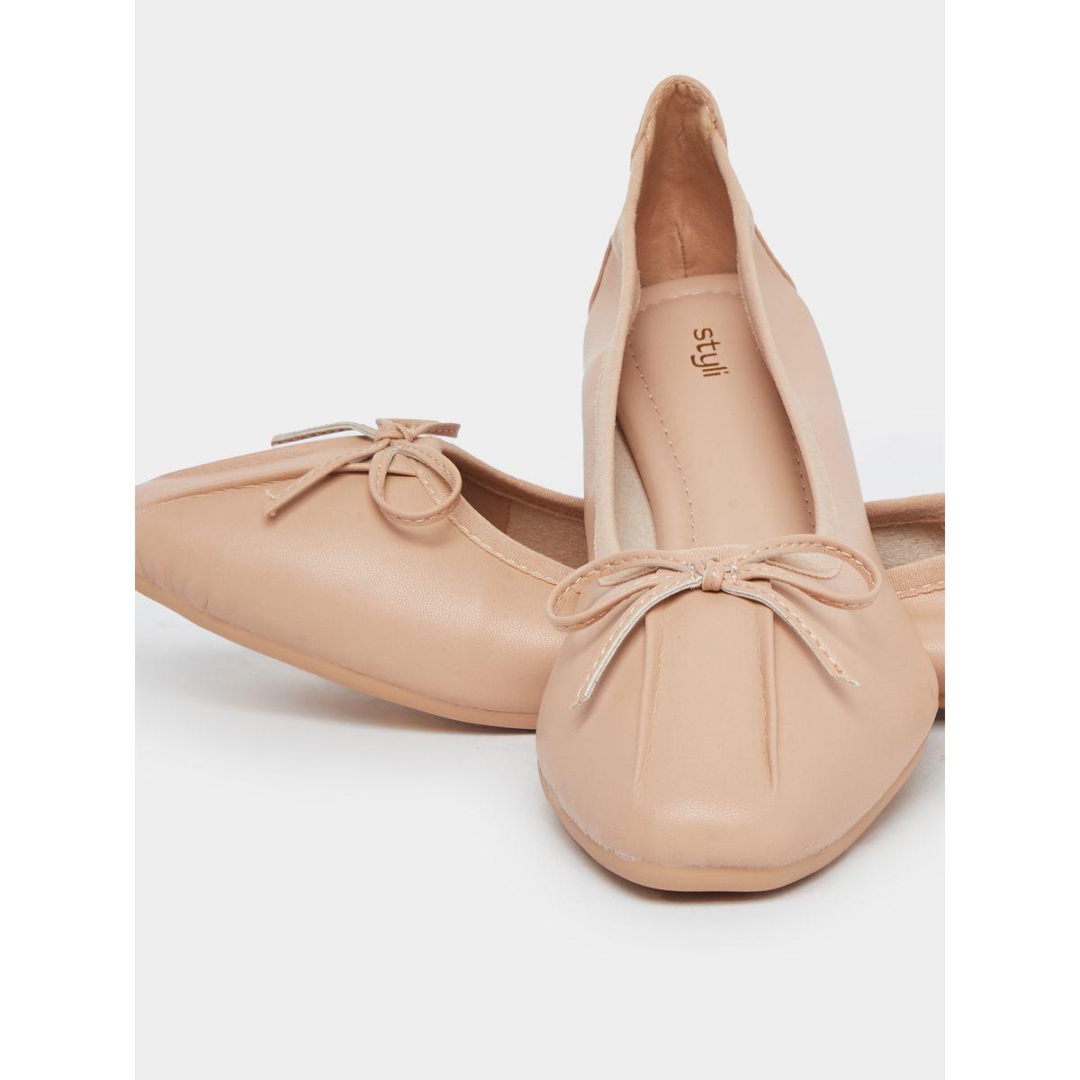 Styli Nude Bow Trim Ballerinas-women-shoes-ballerinas-image-3
