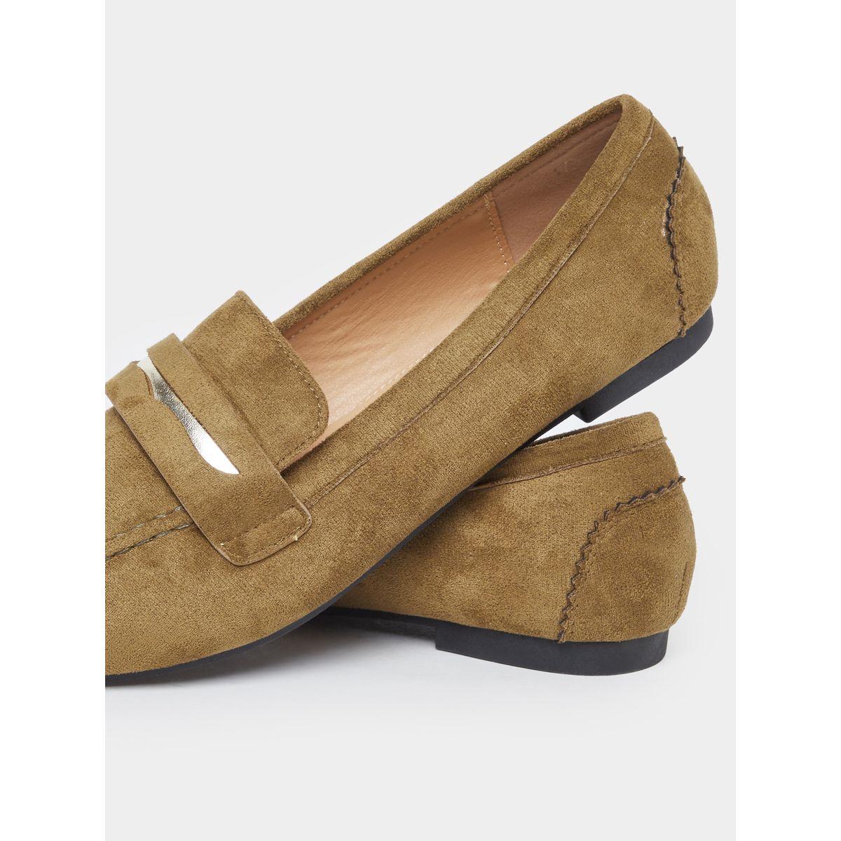 Styli Women Olive Suede Look Loafers-women-shoes-flats-loafers-image-3