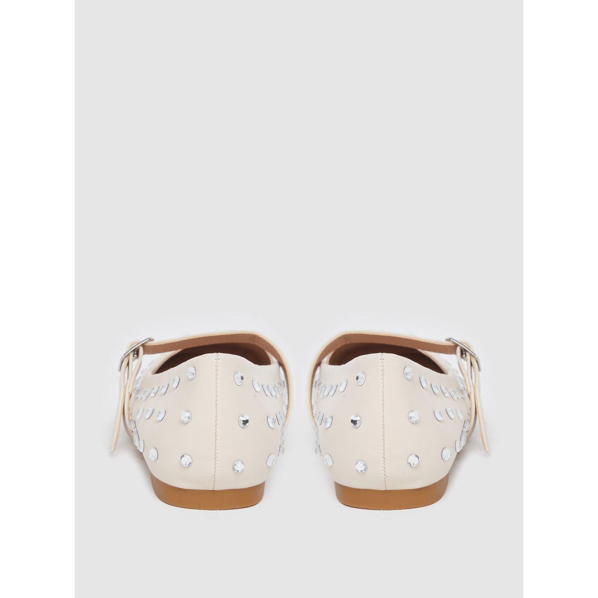 Styli Nude Embellished Buckle Ballerina Shoes-women-shoes-ballerinas-image-4
