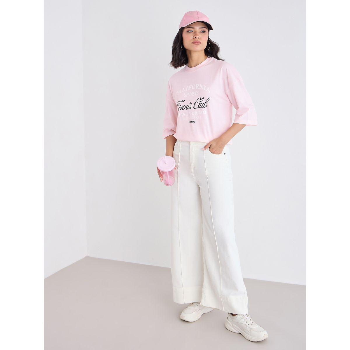 تيشيرت فضفاض بطبعة كتابة-women-clothing-tshirts-image-1