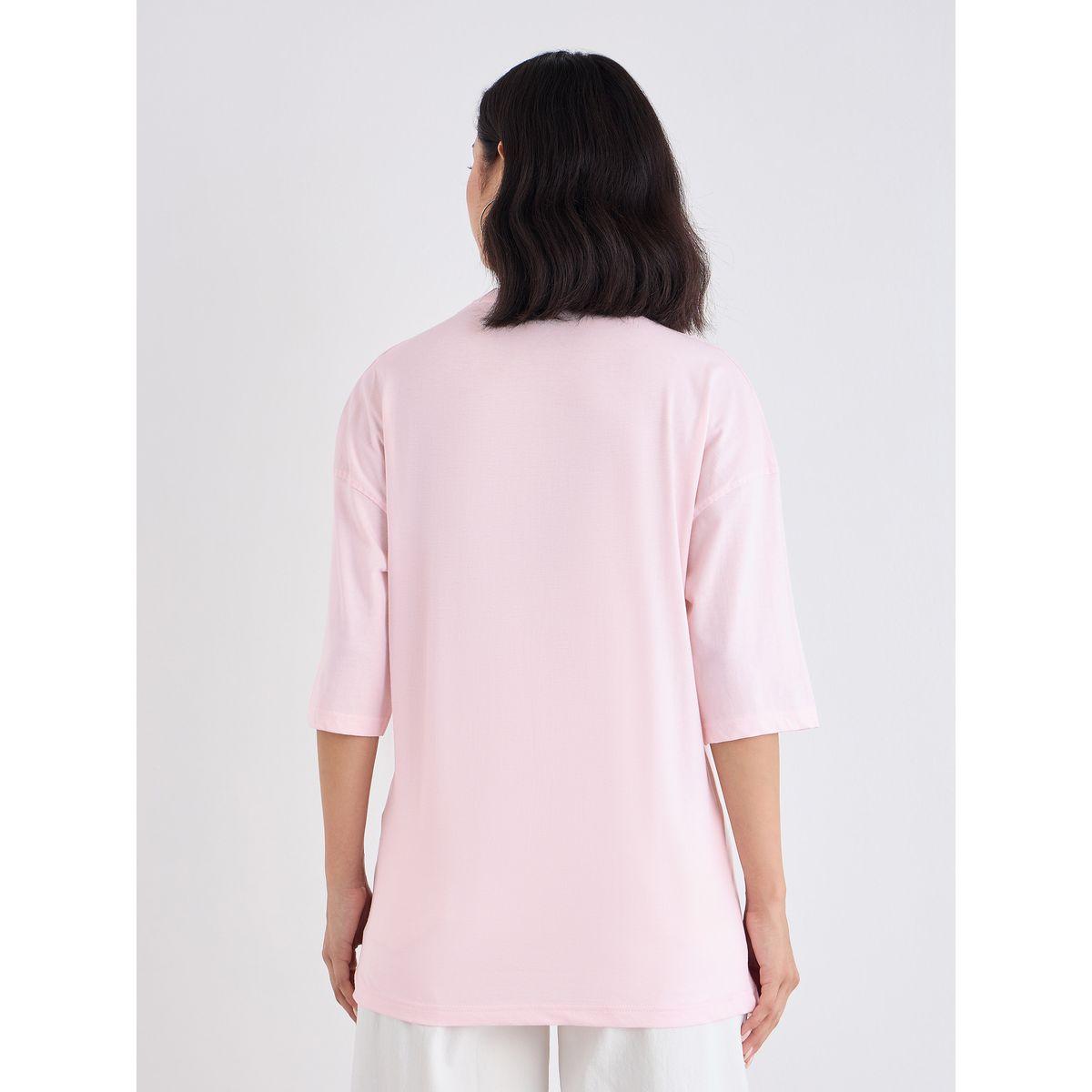 Styli Women Pink Slogan Print Dropped Shoulder Oversized T-Shirt-women-clothing-tshirts-image-5