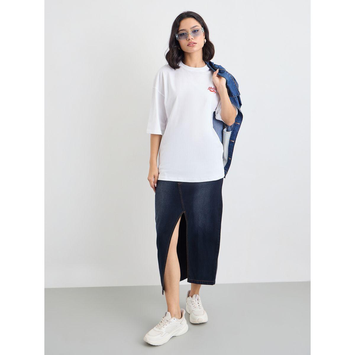 Styli Women White Slogan Print Short Sleeve Oversized T-Shirt-women-clothing-tshirts-image-1