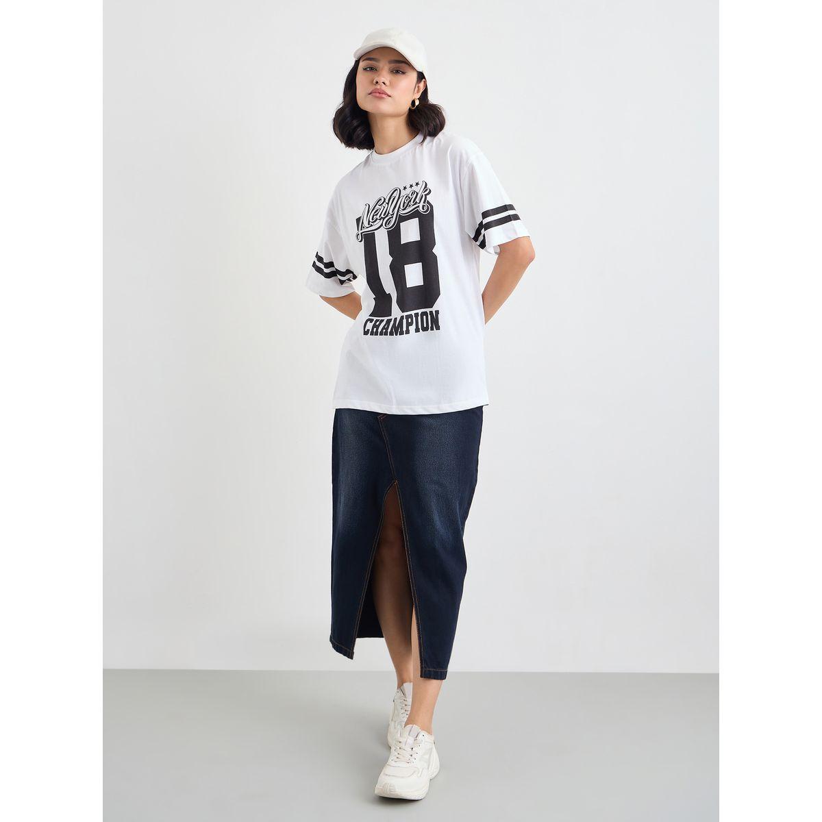 Styli Women White Graphic Print Short Sleeve Oversized T-Shirt-women-clothing-tshirts-image-1