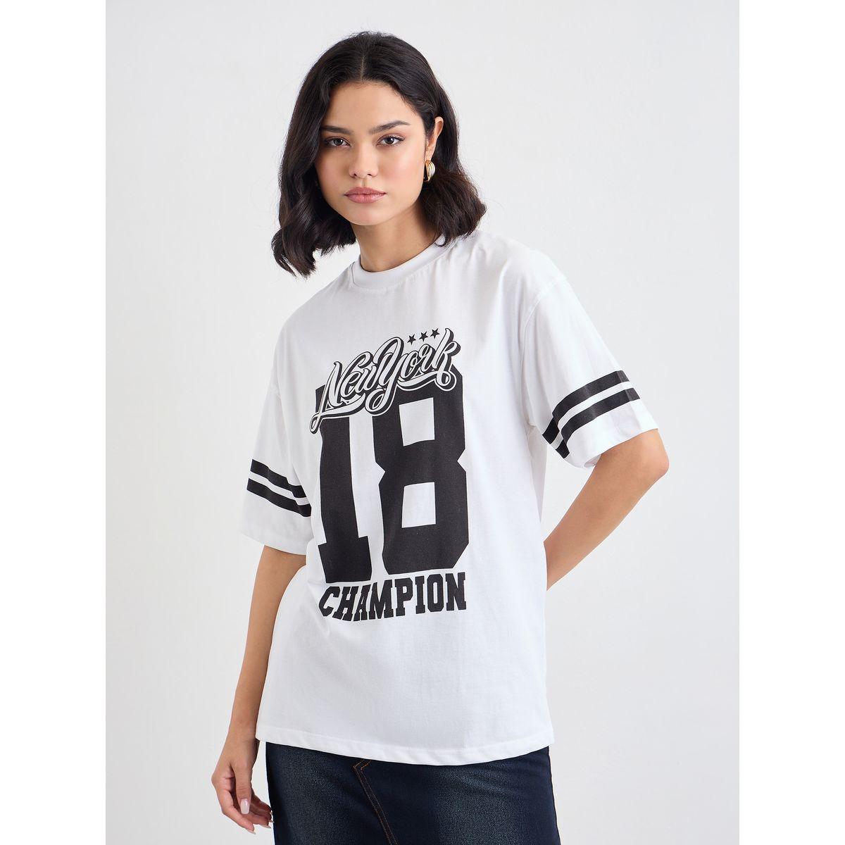 Styli Women White Graphic Print Short Sleeve Oversized T-Shirt-women-clothing-tshirts-image-2
