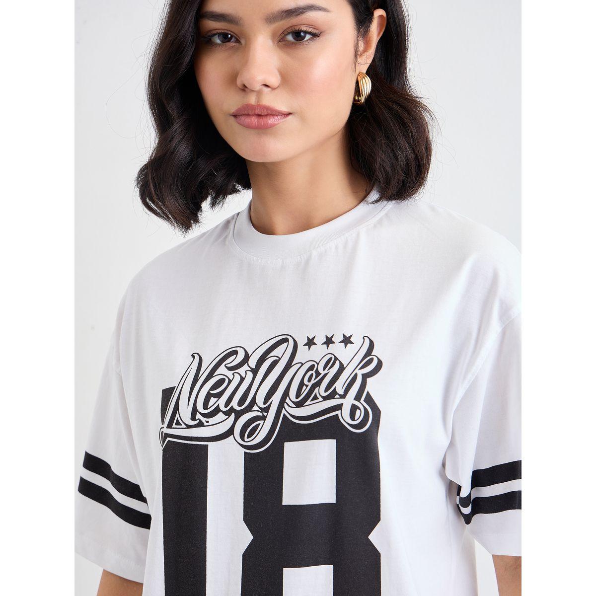 Styli Women White Graphic Print Short Sleeve Oversized T-Shirt-women-clothing-tshirts-image-3