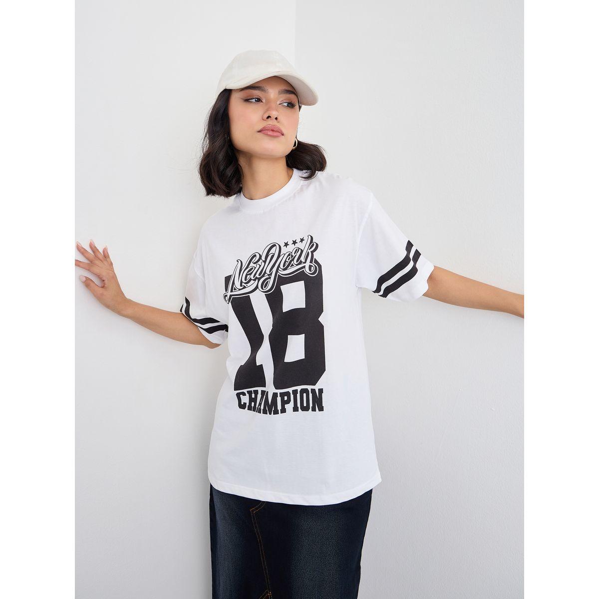 Styli Women White Graphic Print Short Sleeve Oversized T-Shirt-women-clothing-tshirts-image-5