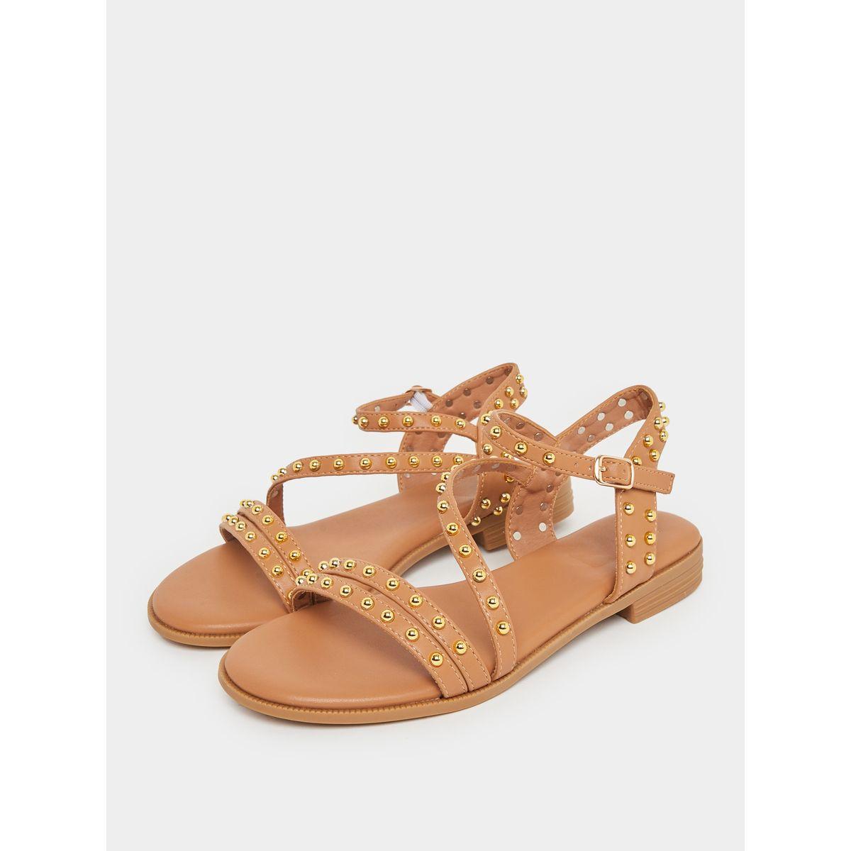 Styli Studded Ankle Strap Sandals-women-shoes-sandals-flats-image-2