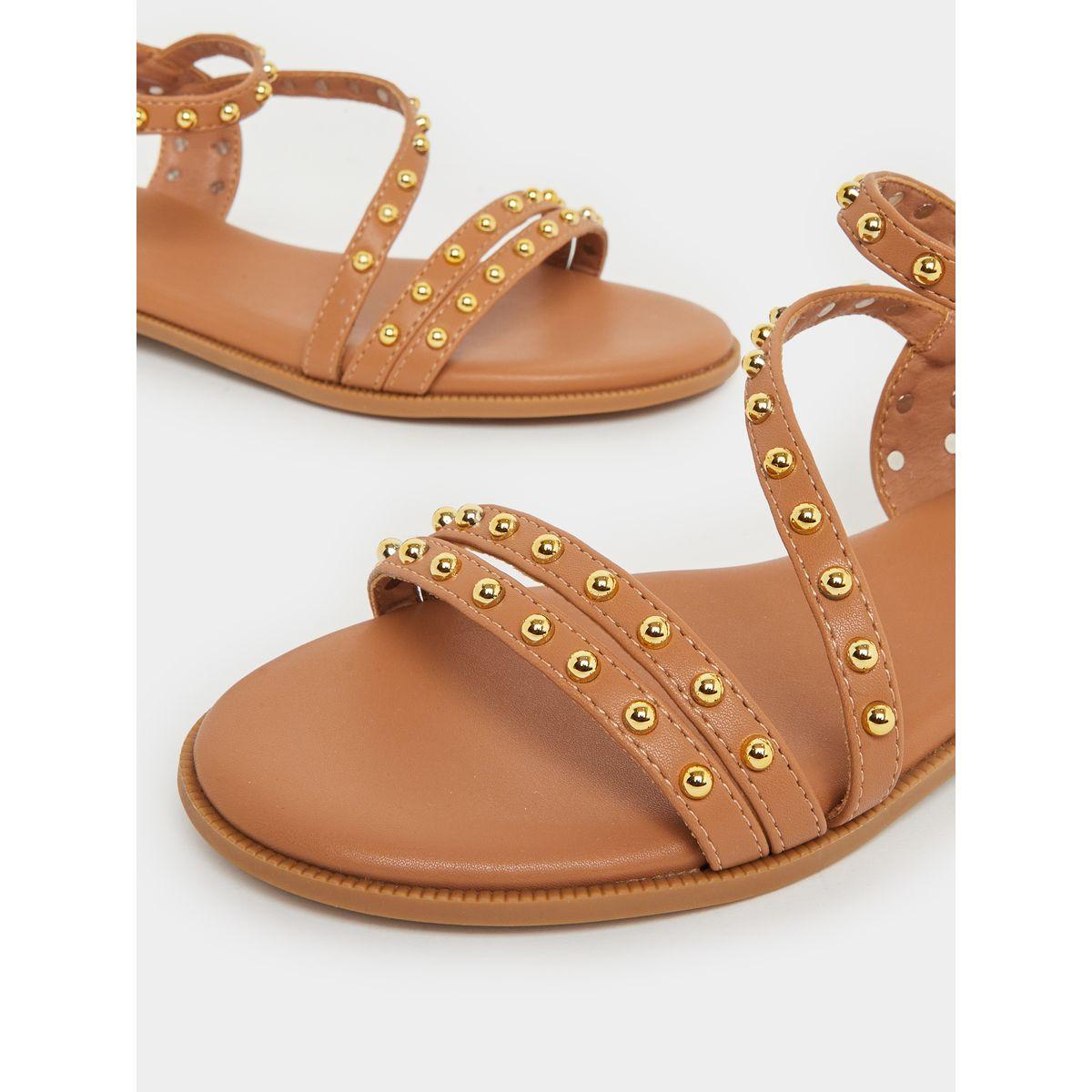Styli Studded Ankle Strap Sandals-women-shoes-sandals-flats-image-3