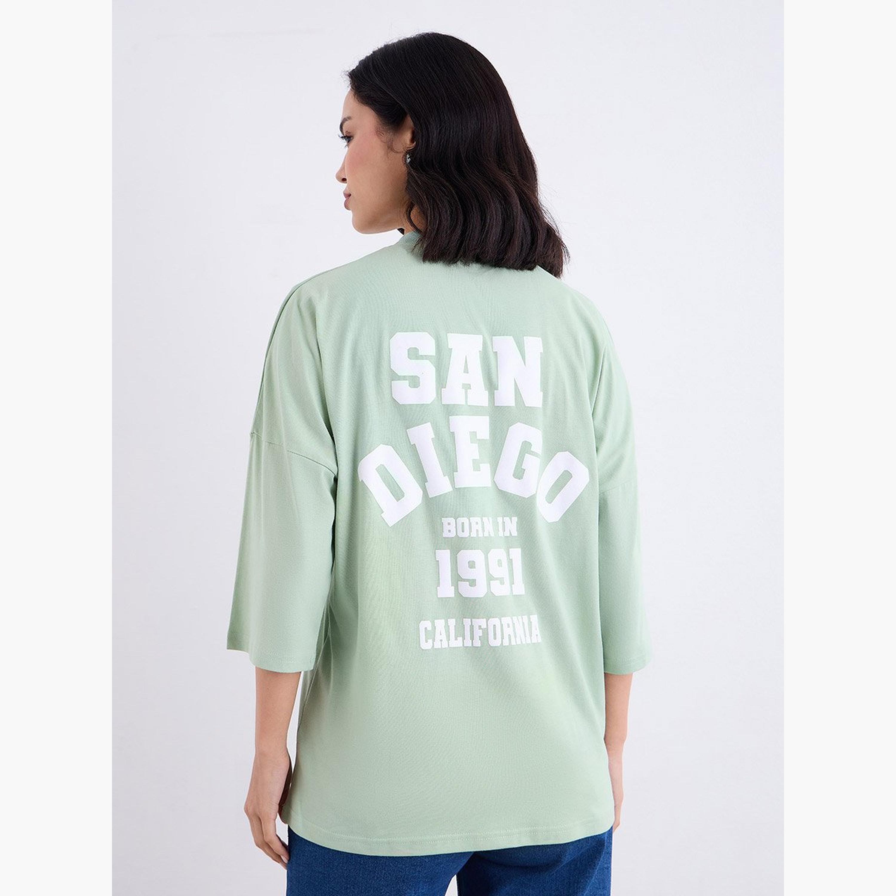 Styli Green Oversized Back Graphic Print T-Shirt-women-clothing-tshirts-image-5