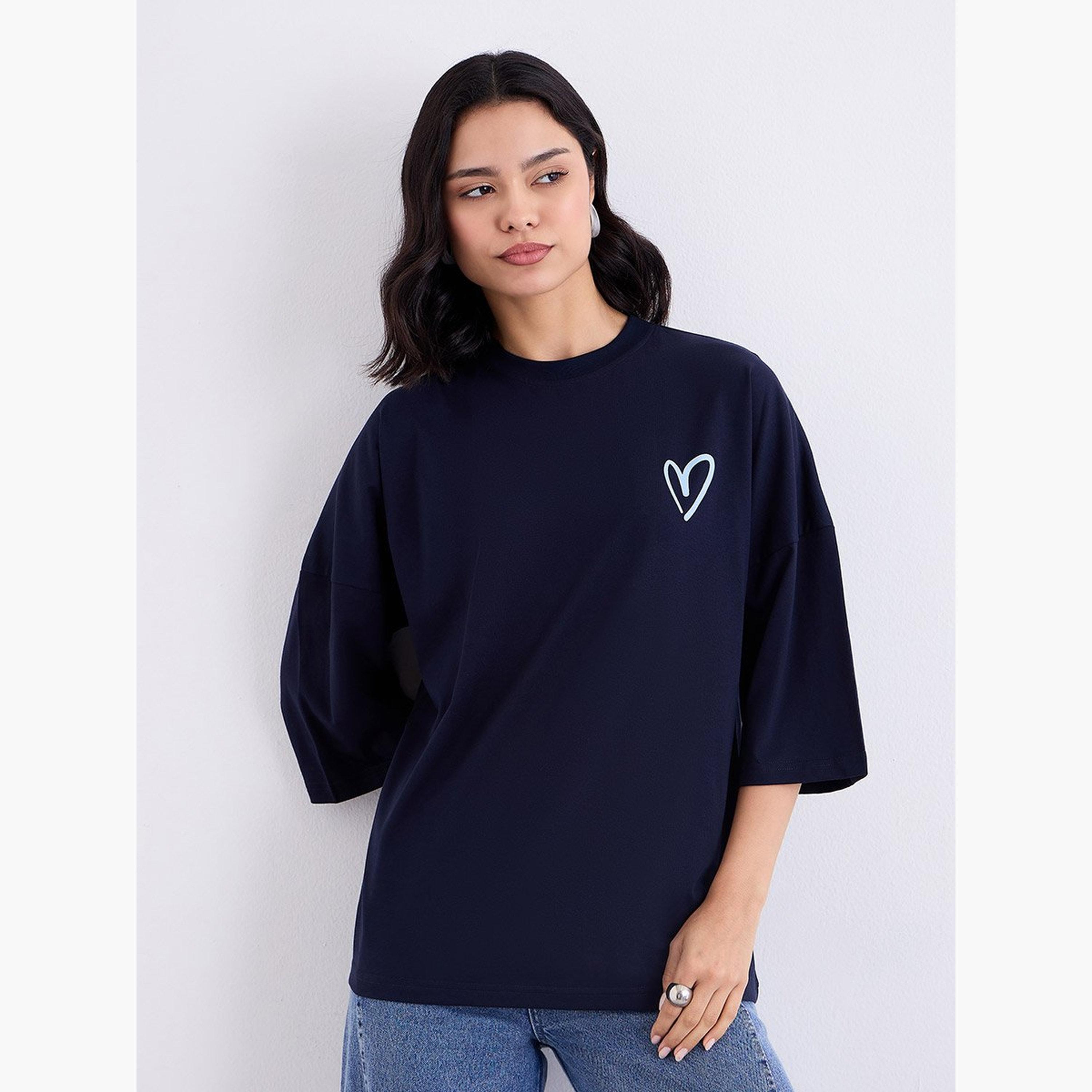 Styli Women Oversized Fit Longline Slogan T-Shirt-women-clothing-tshirts-image-1