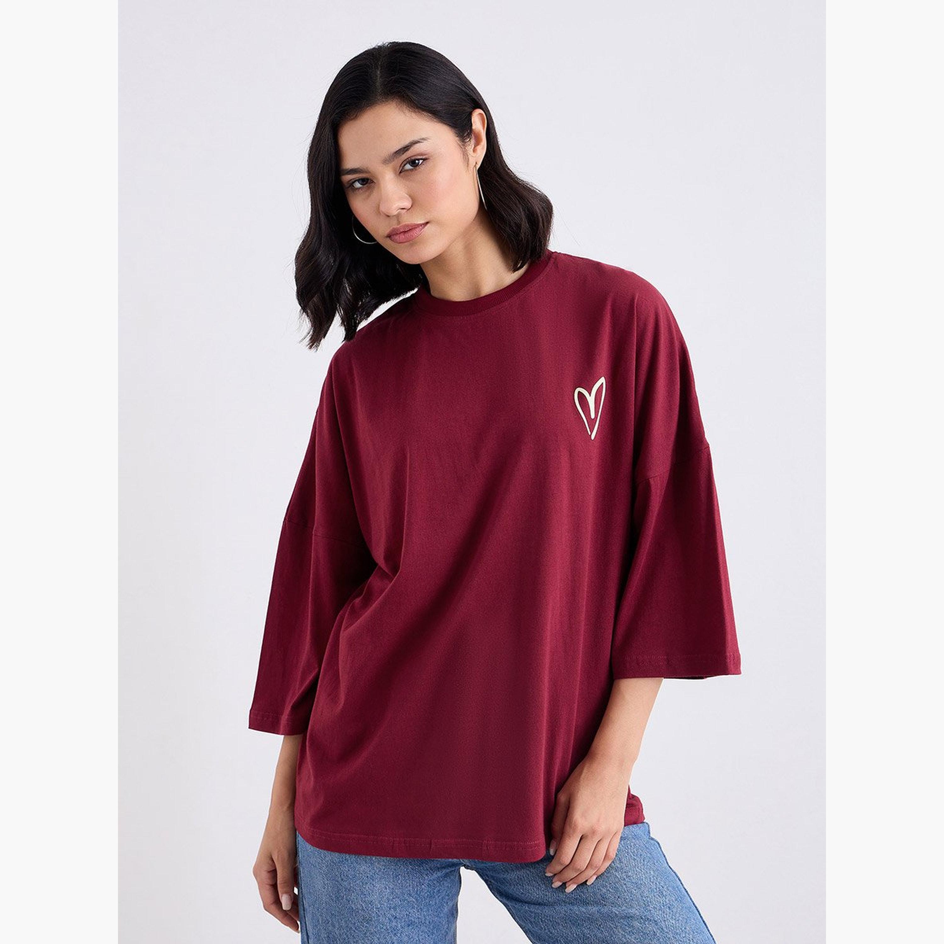 Styli Women Oversized Fit Longline Slogan T-Shirt-women-clothing-tshirts-image-1