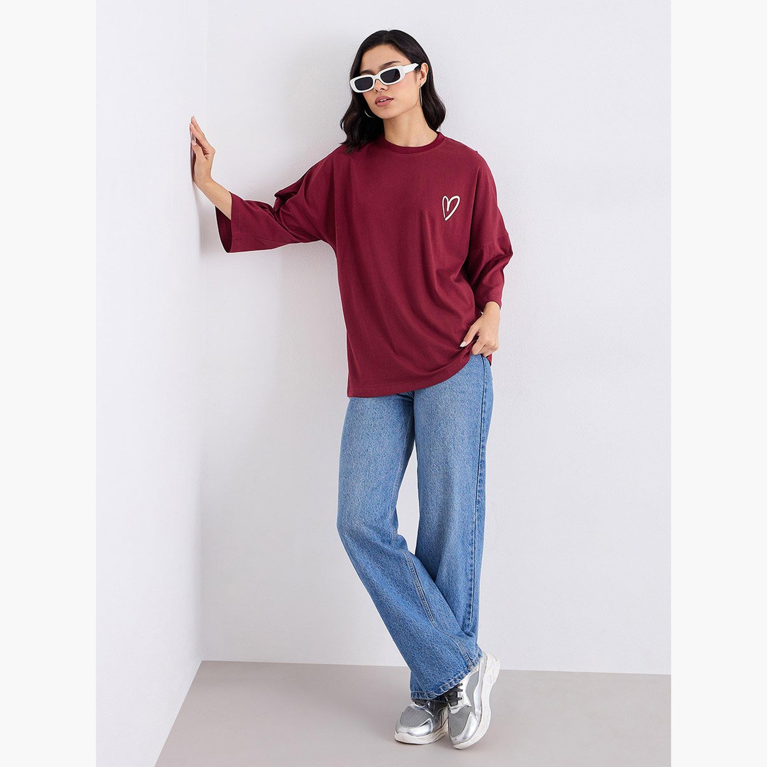 Styli Women Oversized Fit Longline Slogan T-Shirt-women-clothing-tshirts-image-2