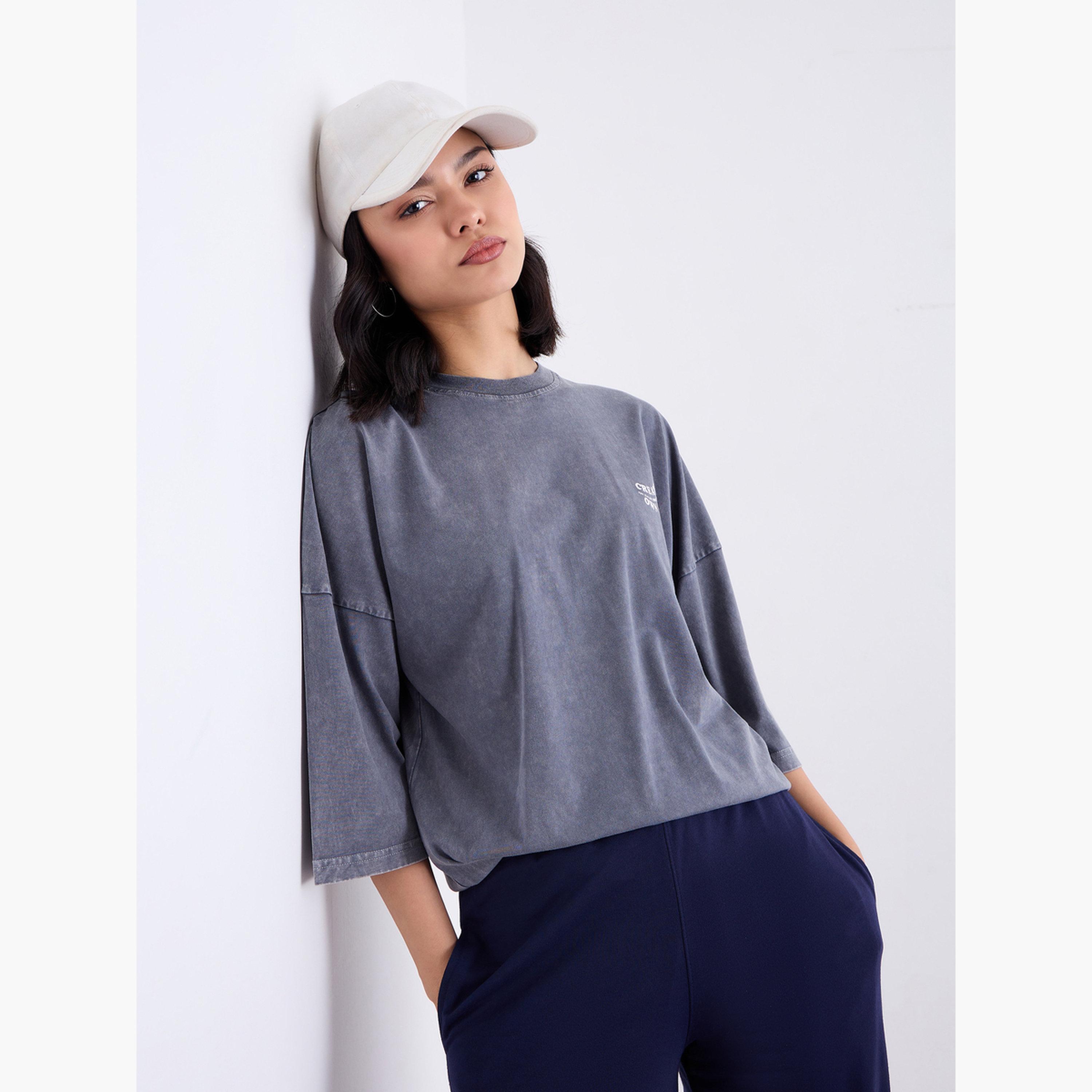 Styli Charcoal Oversized Graphic Acid Wash T-Shirt-women-clothing-tshirts-image-3