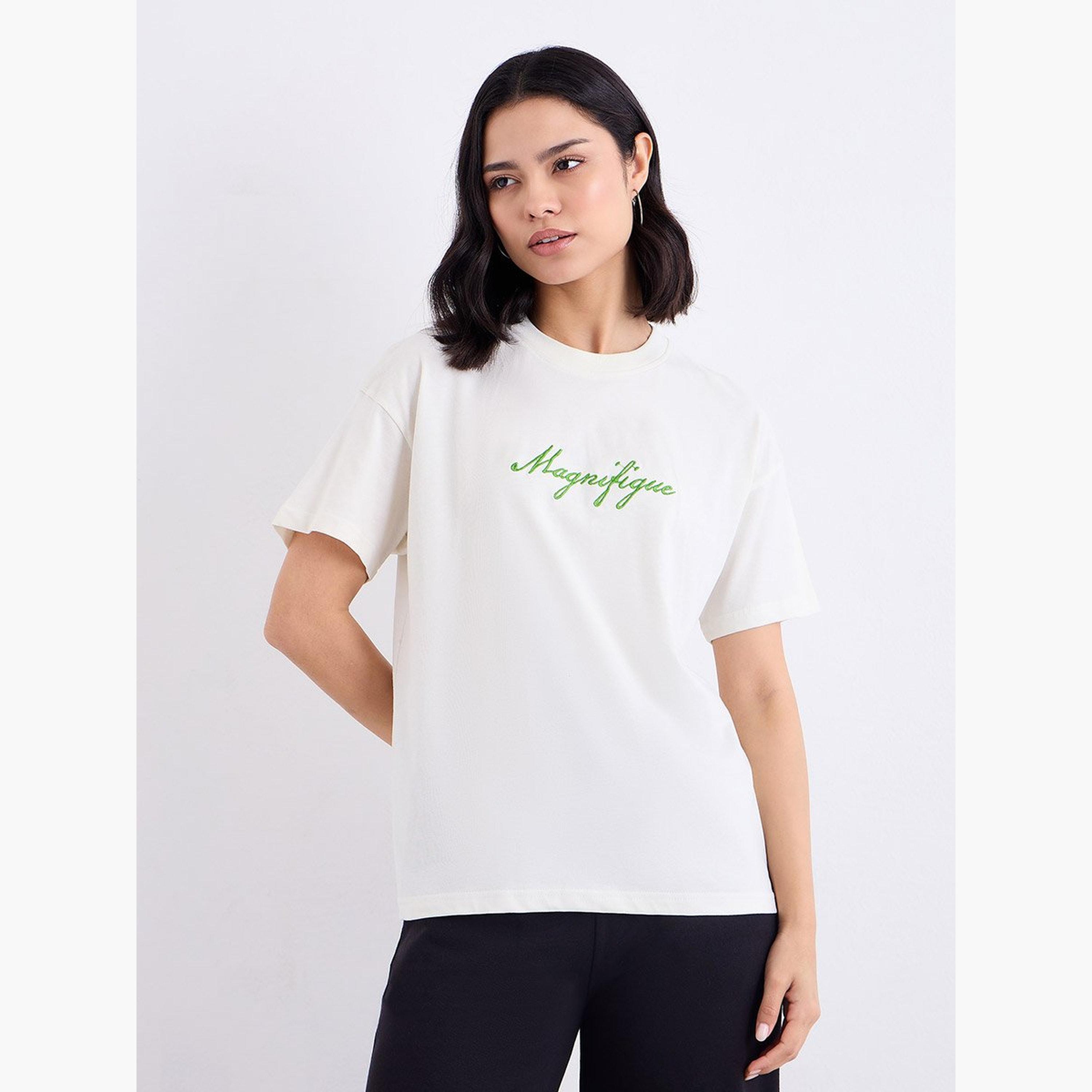 Styli Off White Embroidered Slogan Boxy T-Shirt-women-clothing-tshirts-image-3