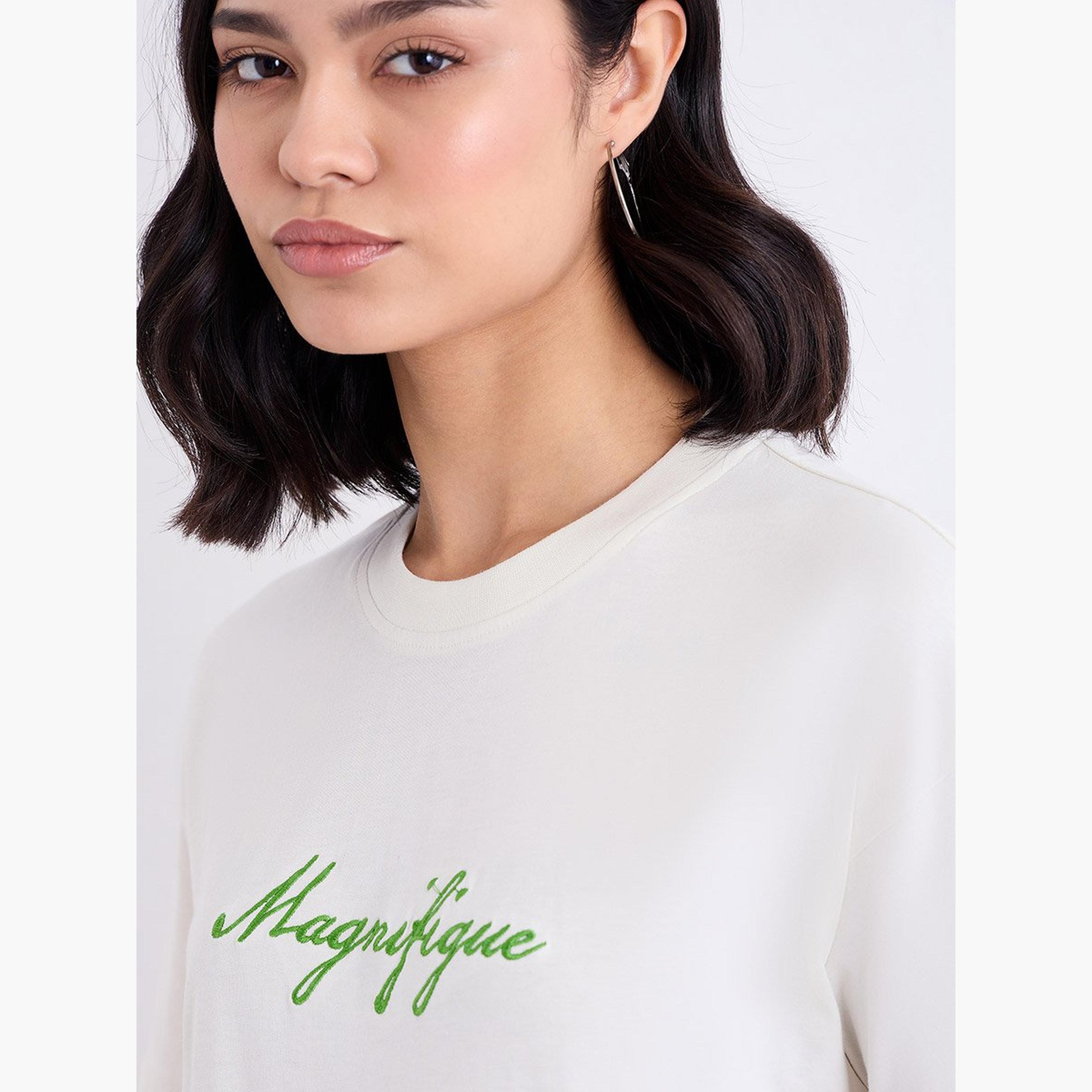 Styli Off White Embroidered Slogan Boxy T-Shirt-women-clothing-tshirts-image-4