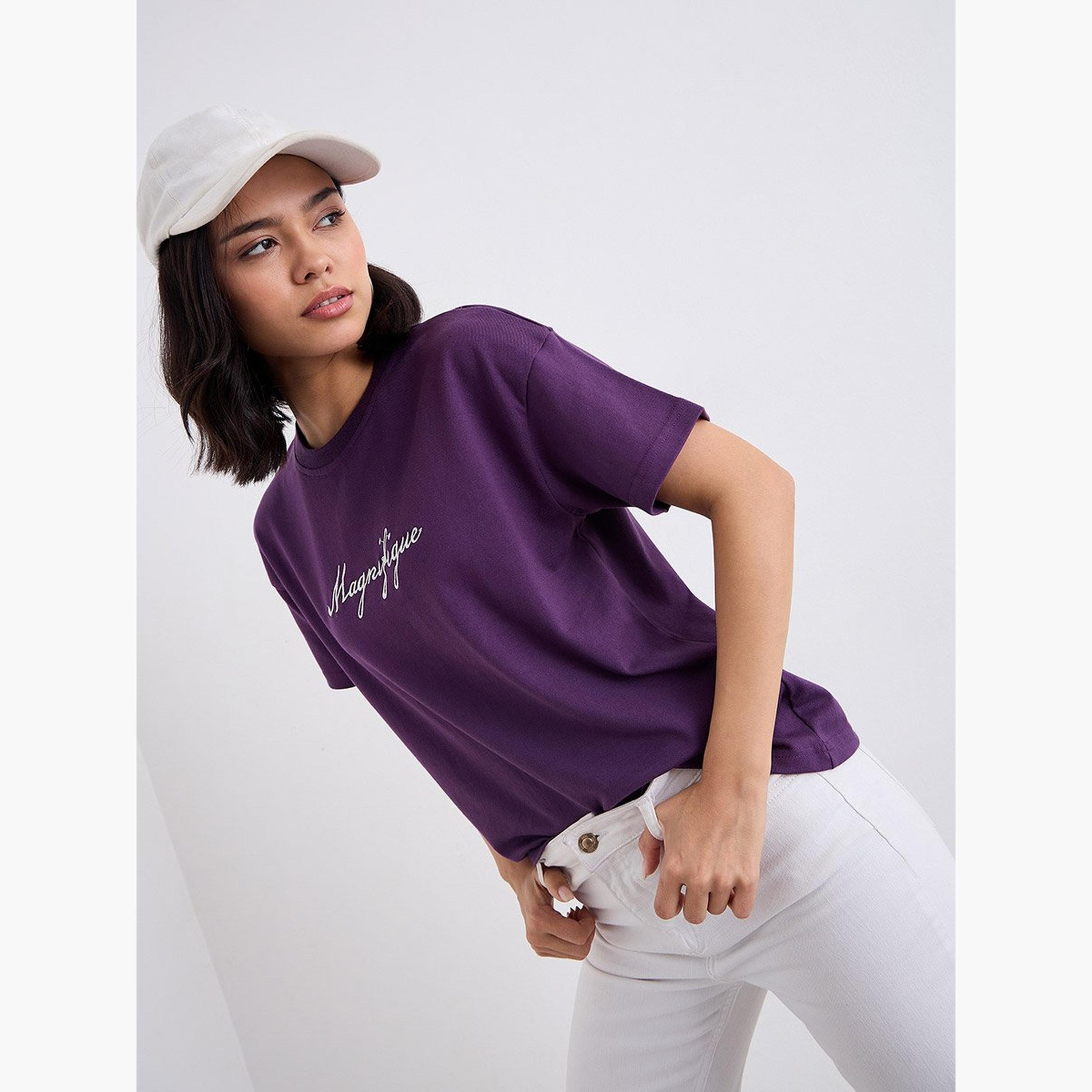Styli Purple Embroidered Slogan Boxy T-Shirt-women-clothing-tshirts-image-5