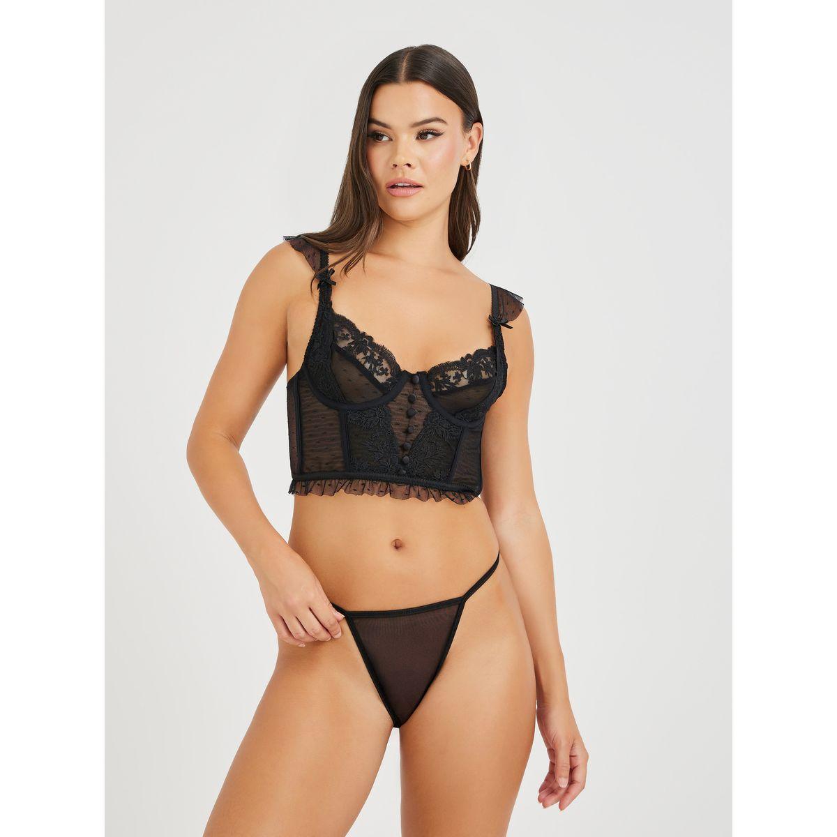 Styli Non-Padded Wired Lace Mesh Corset Bra with Ruffles-women-clothing-lingerie-bras-image-2