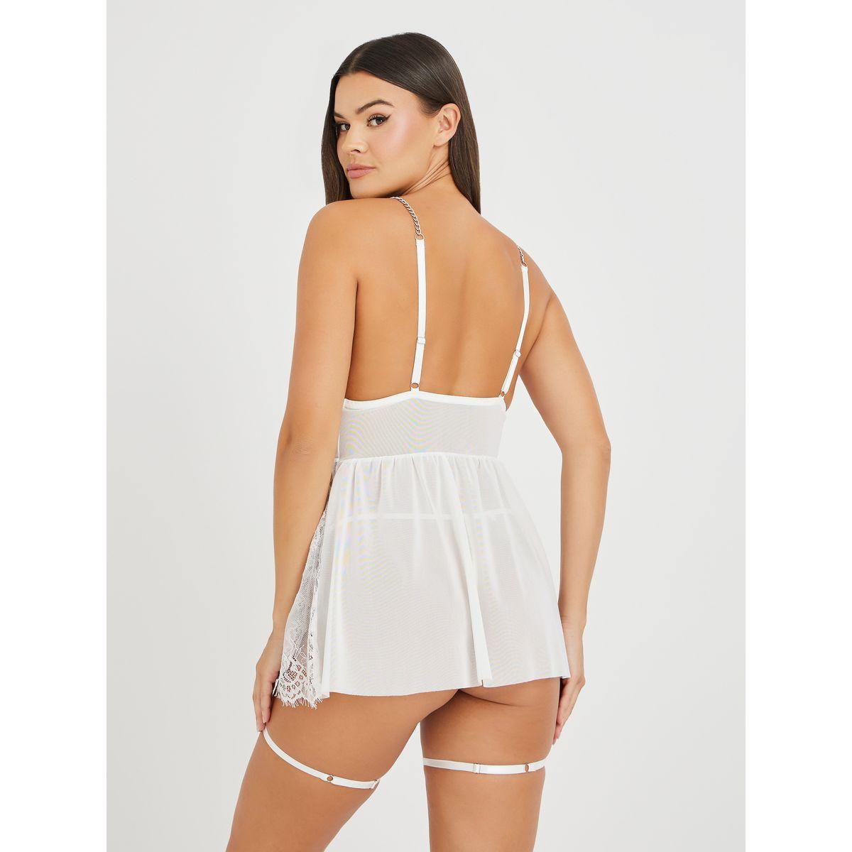 Styli Floral Mesh Chain Strap Scalloped Hem Babydoll with Briefs-women-clothing-lingerie-babydollsandbodysuits-image-5