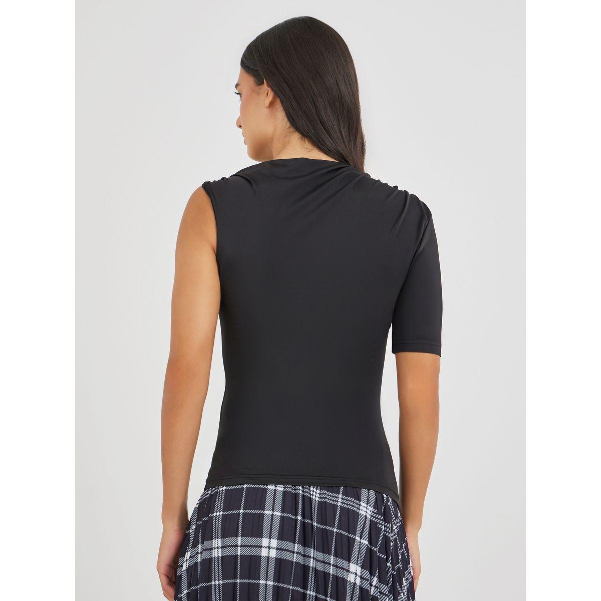 Styli Solid One Sleeve Ruched Detail Top-women-clothing-shirtsandblouses-blouses-image-6