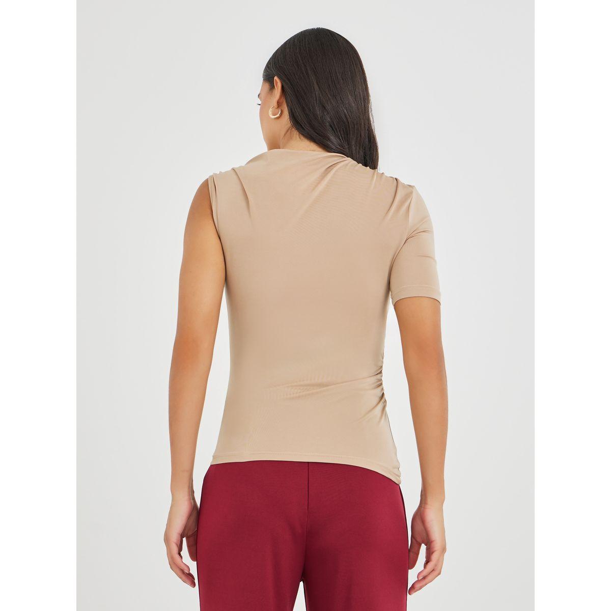 Styli Solid One Sleeve Ruched Detail Top-women-clothing-shirtsandblouses-blouses-image-6