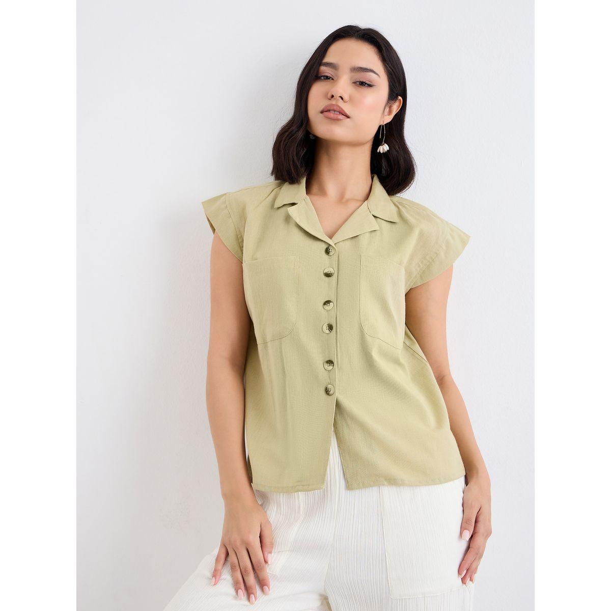 بلوزة بياقة ريزورت وأزرار-women-clothing-shirtsandblouses-shirts-image-2