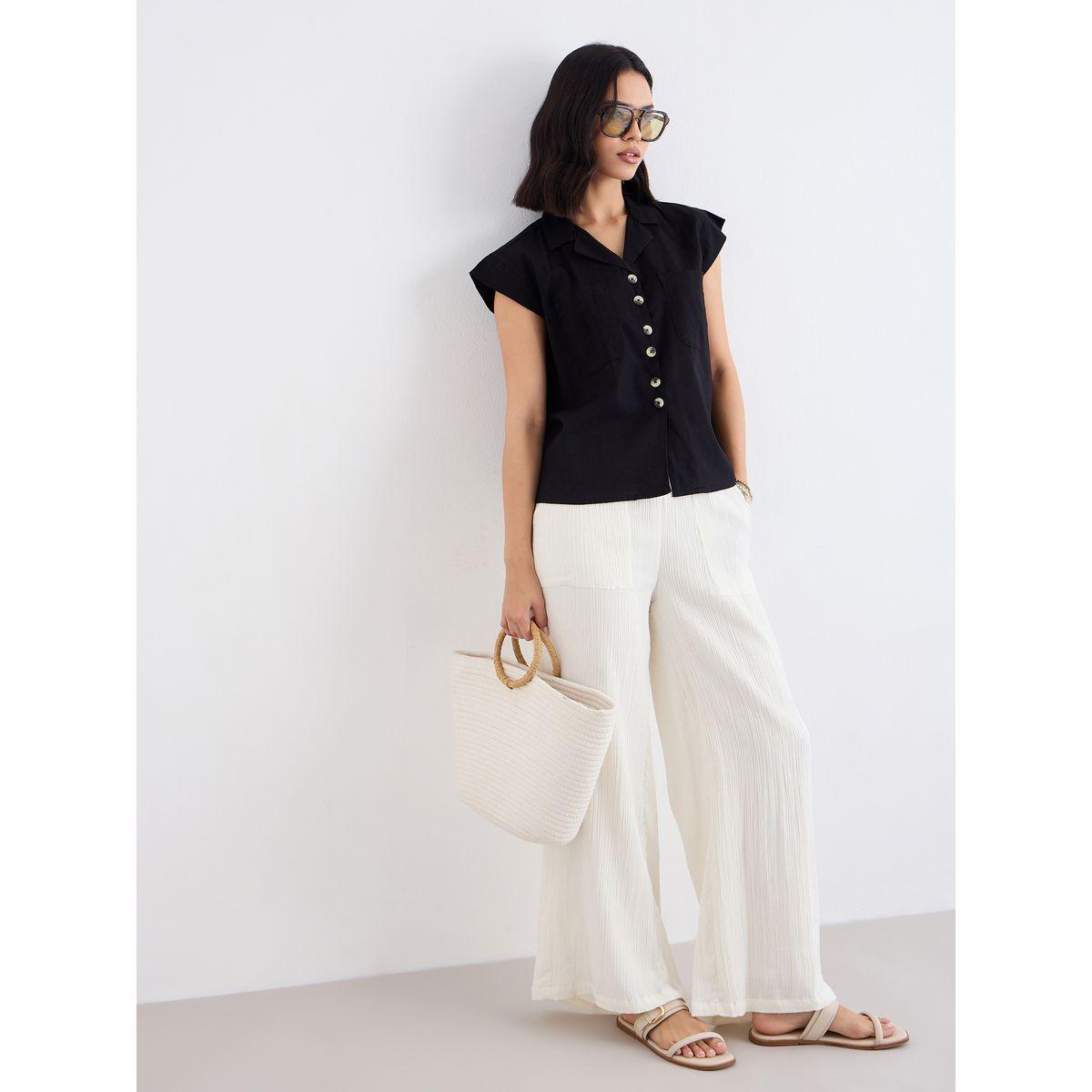 بلوزة بياقة ريزورت وأزرار-women-clothing-shirtsandblouses-shirts-image-1