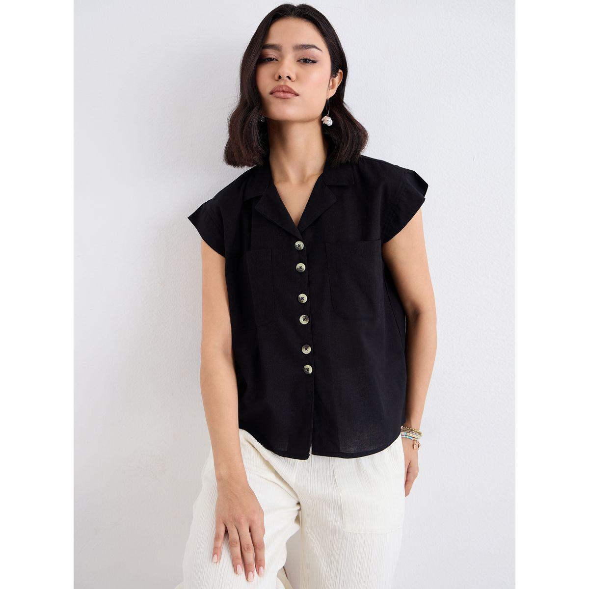 بلوزة بياقة ريزورت وأزرار-women-clothing-shirtsandblouses-shirts-image-2