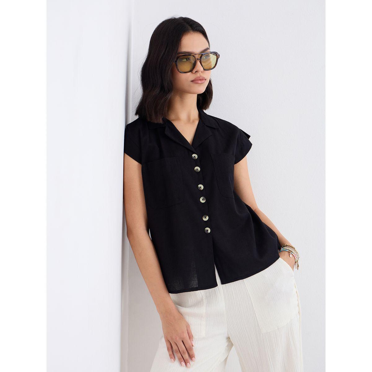 بلوزة بياقة ريزورت وأزرار-women-clothing-shirtsandblouses-shirts-image-5
