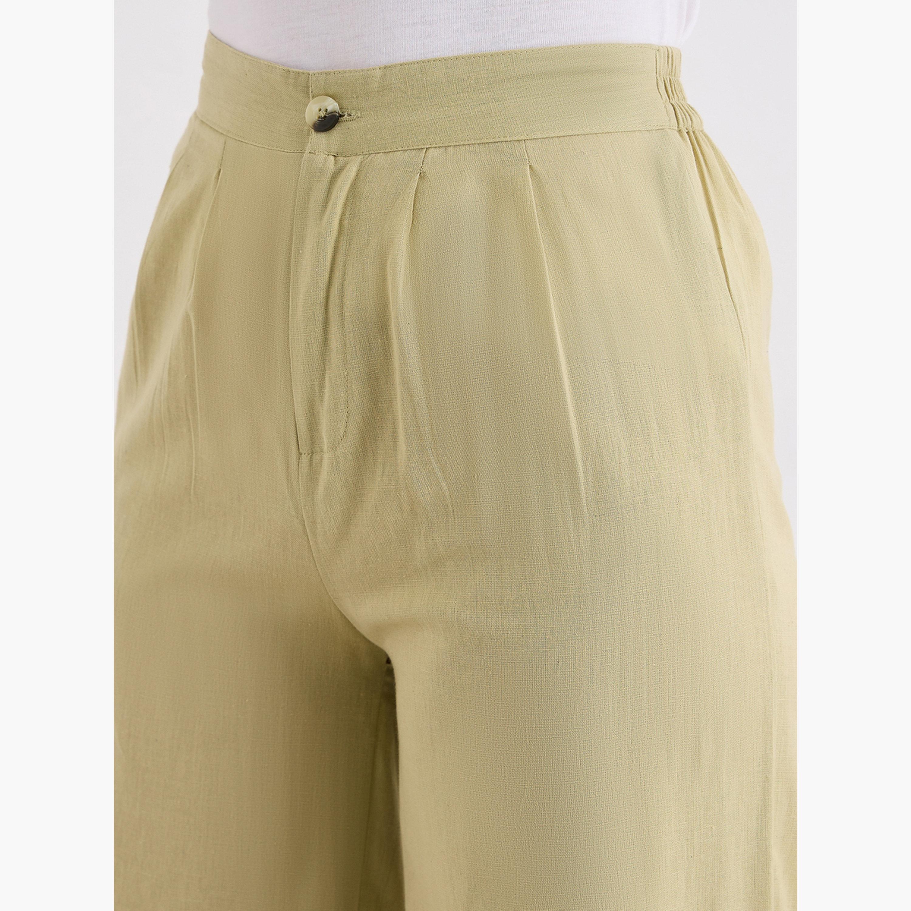 ستايلي - بنطال كاجوال واسع الساق لون أخضر-women-clothing-bottoms-trousers-image-3