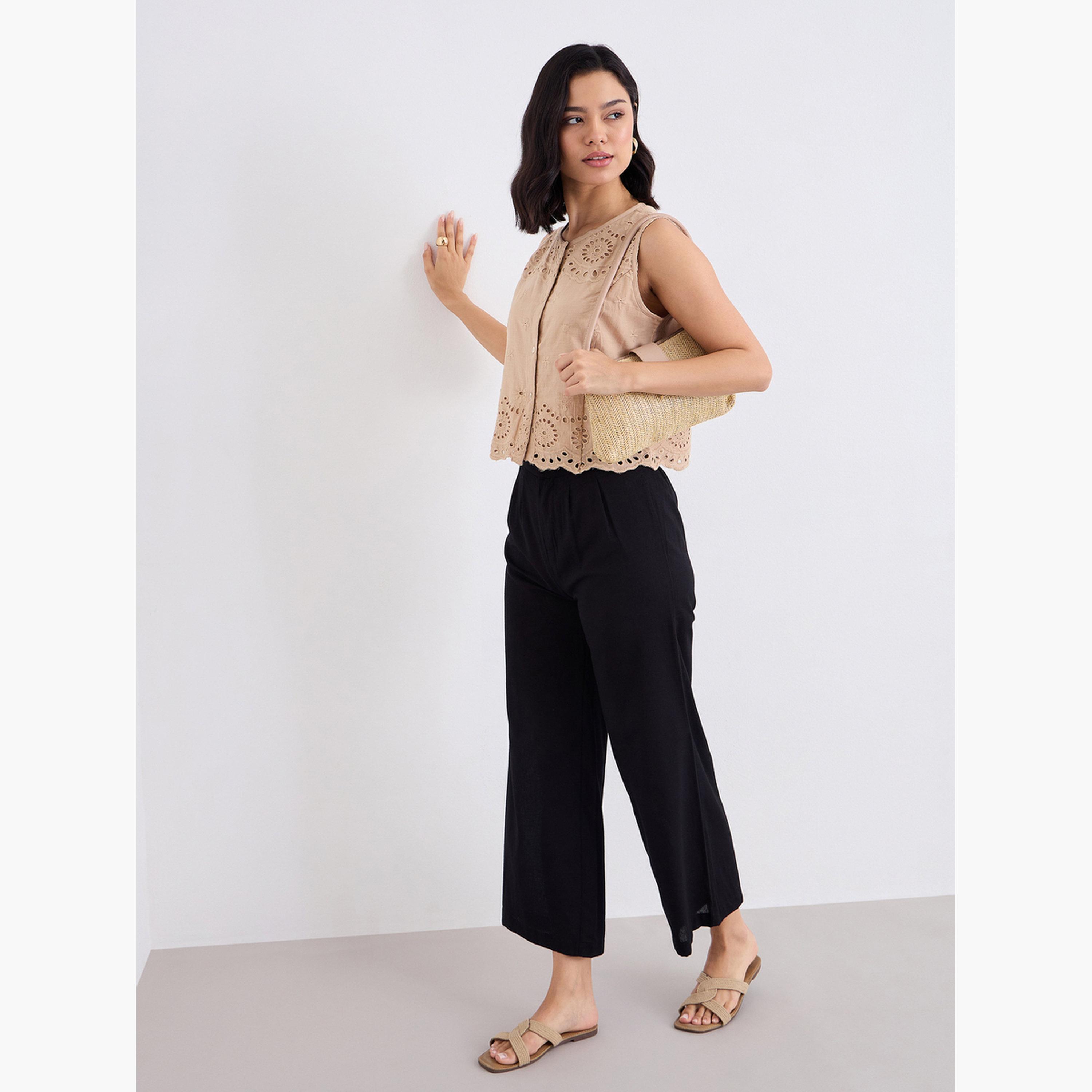 ستايلي - تي شيرت أحمر مطرز مقاس كبير اوفر سايز-women-clothing-bottoms-trousers-image-2