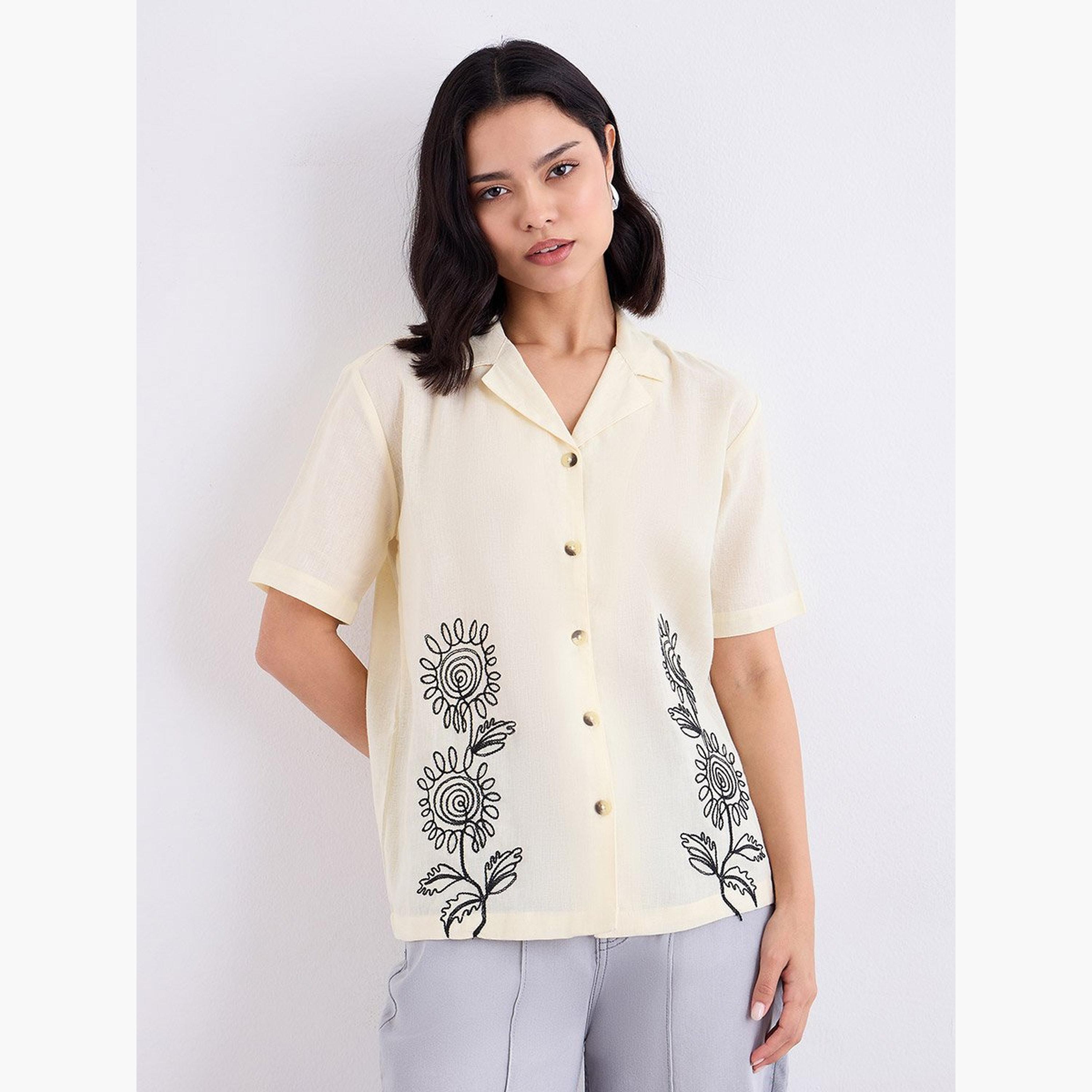 ستايلي - قميص للنساء طويل مطرز بلوحة-women-clothing-shirtsandblouses-shirts-image-3