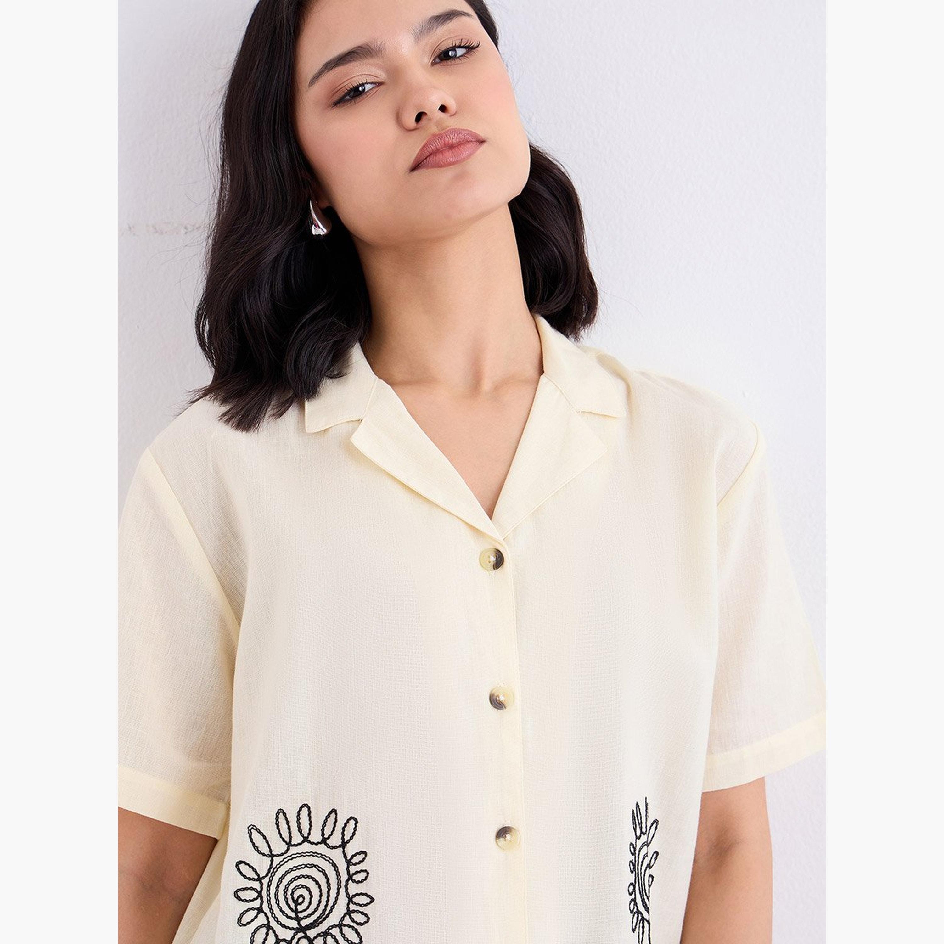 ستايلي - قميص للنساء طويل مطرز بلوحة-women-clothing-shirtsandblouses-shirts-image-4