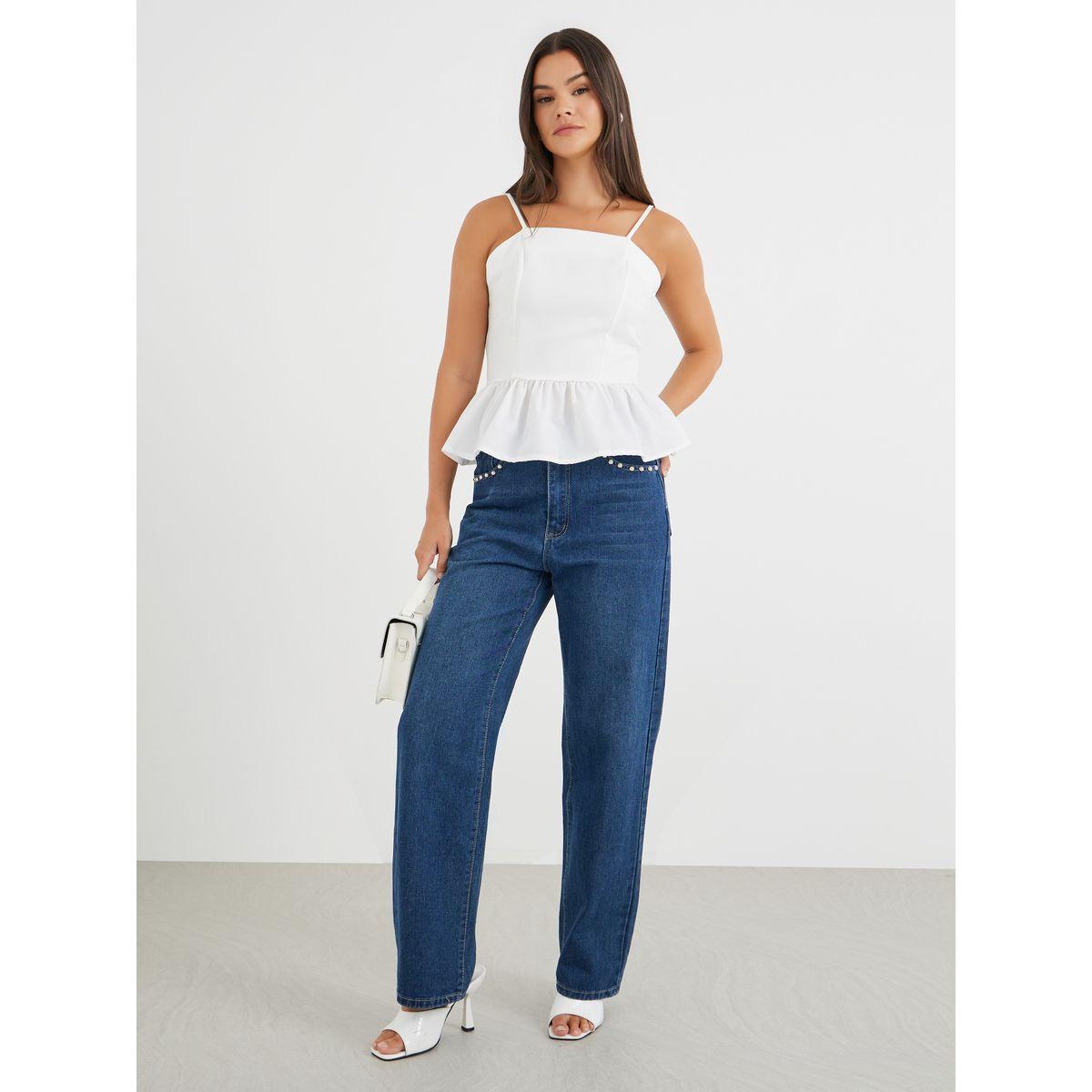 Styli Solid Strappy Peplum Top-women-clothing-shirtsandblouses-blouses-image-2