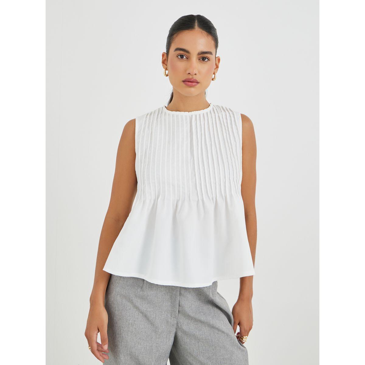 بلوزة بيبلوم بكسرات وتفاصيل كشكش-women-clothing-shirtsandblouses-blouses-image-3