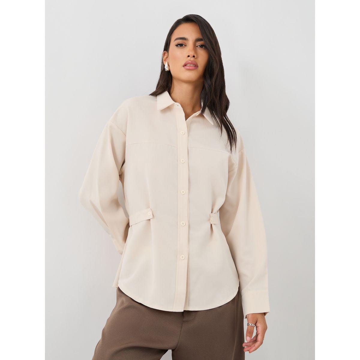 بلوزة سادة بياقة سبريد وأزرار-women-clothing-shirtsandblouses-shirts-image-4