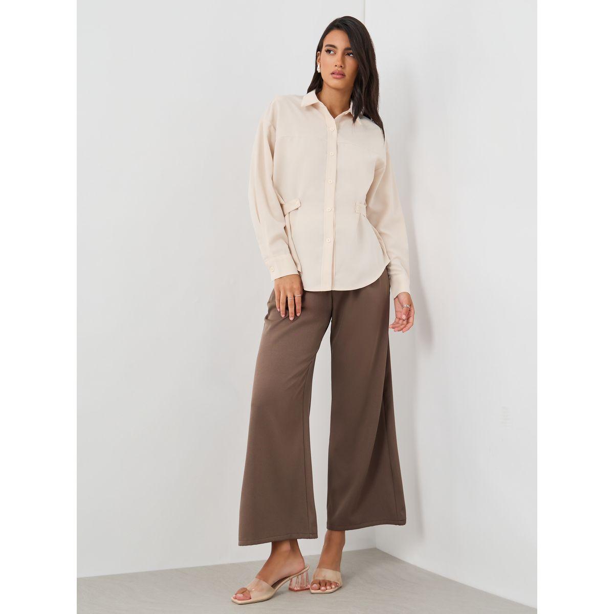 بلوزة سادة بياقة سبريد وأزرار-women-clothing-shirtsandblouses-shirts-image-2