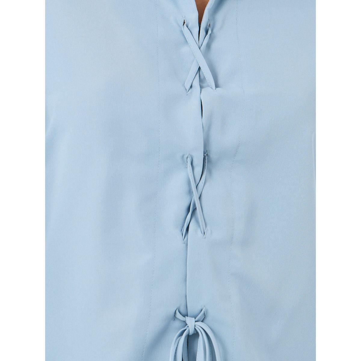Styli Solid Balloon Sleeve Front Tie-Up Detail Shirt-women-clothing-shirtsandblouses-shirts-image-4