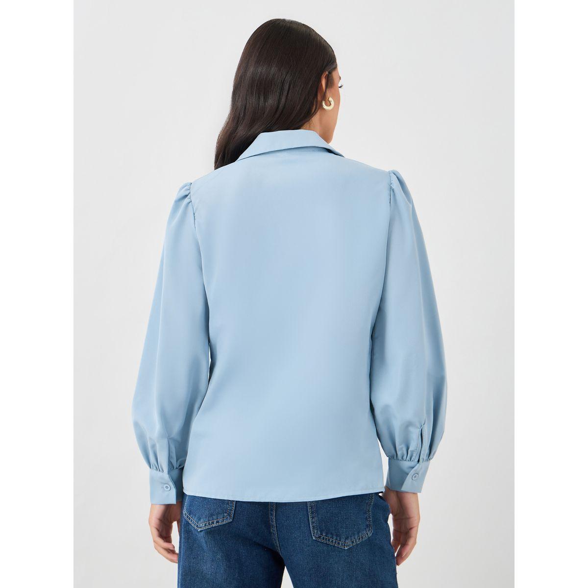 Styli Solid Balloon Sleeve Front Tie-Up Detail Shirt-women-clothing-shirtsandblouses-shirts-image-5